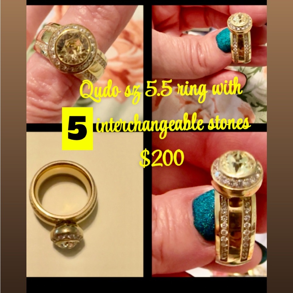 Qudo Gold Ring With 5 Interchangeable Stones - image 1